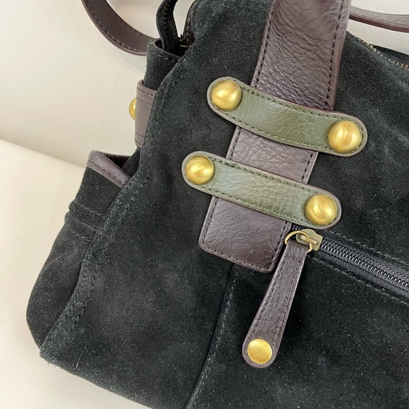 Tignanello Green Suede Purse Brass hardware - Picture 3 of 13